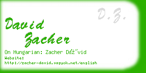 david zacher business card